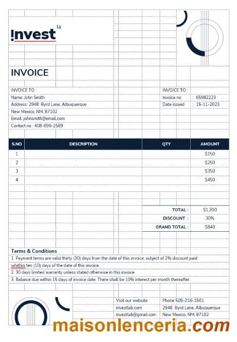 Szablon faktury doradcy finansowego w formatach Word i PDF
